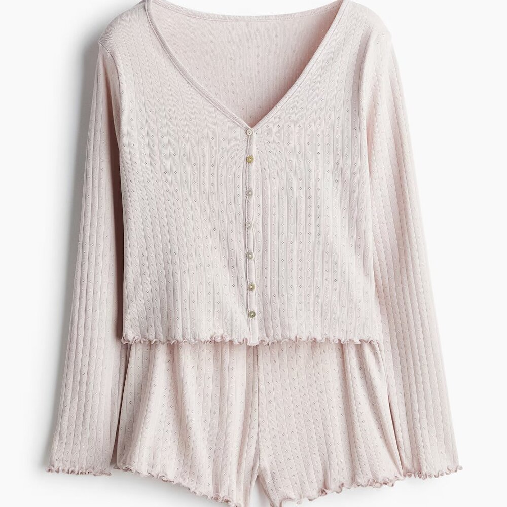 (NWT) H&M - powder pink pointelle pajamas (XL)